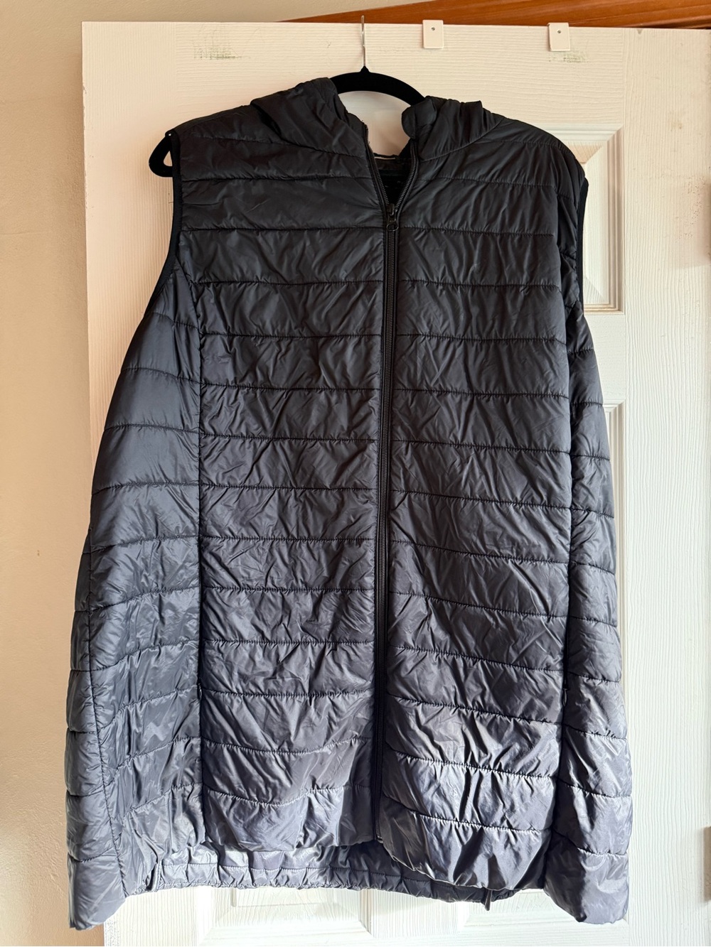 Womens Hooded Quilted Jacket Vest - Black